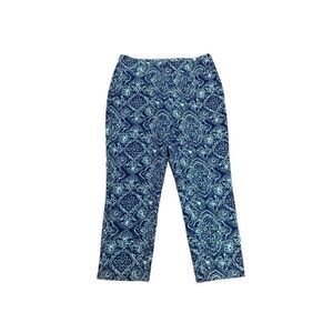 Chico's So Slimming Brigitte Cool Medallion Crop Pants Blue 1.5 (Sz 10)